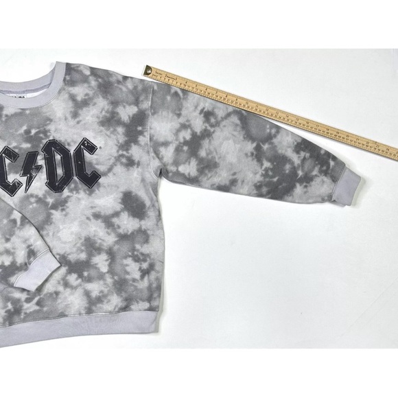 AC/DC Sweatshirt Junior Size XXL (19) Gray Tie Dye Graphic Long Sleeve Rock 2018 - Picture 8 of 8